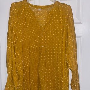 Old Navy mustard and while polka dot tunic